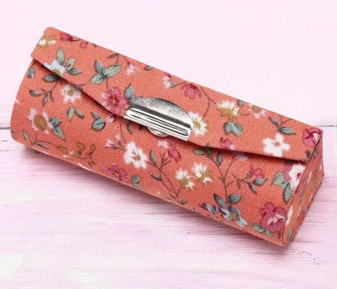 Floral Lipstick Case with Mirror (Vintage Brocade Mini Cosmetic Storage)