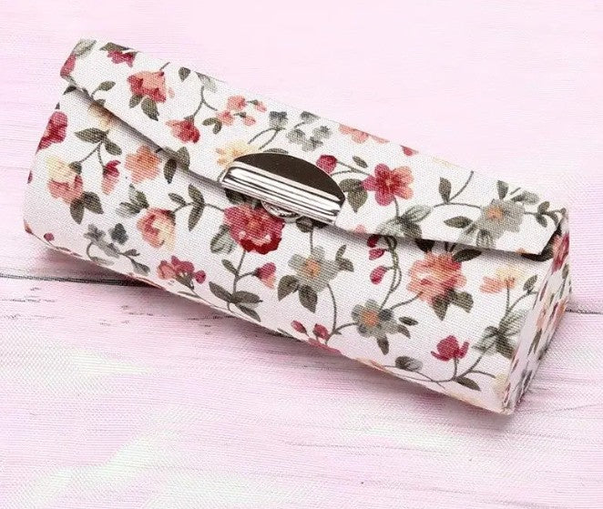 Floral Lipstick Case with Mirror (Vintage Brocade Mini Cosmetic Storage)