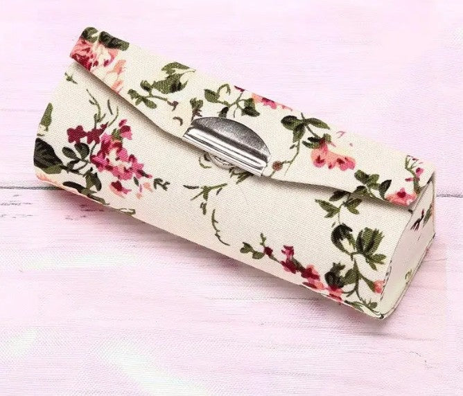 Floral Lipstick Case with Mirror (Vintage Brocade Mini Cosmetic Storage)