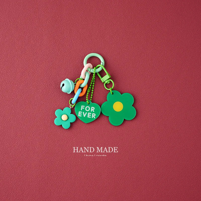 Candy Color Flower Heart Keychain – Cute Pendant Bag Accessory