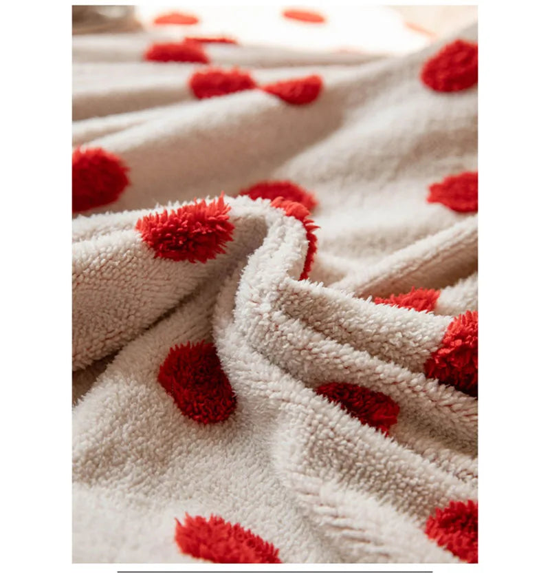 Autumn and Winter Polar Fleece Polka Dot Sofa Cover Stretch Plush Dustroof Couch Covers Easy-Care Furniture Protection Slipcover