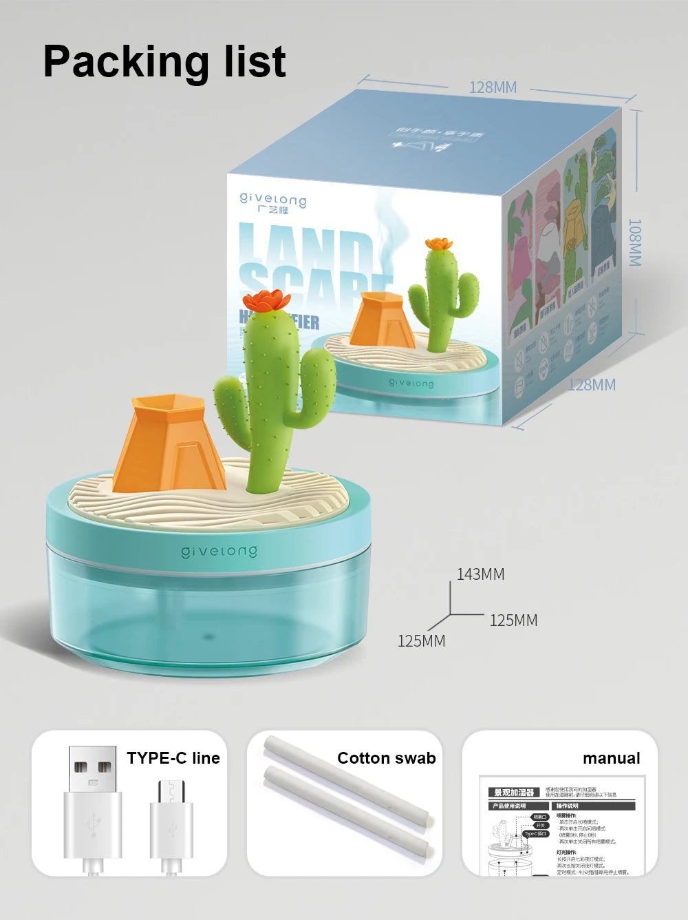 Landscape USB Mini Air Humidifier with LED Ambient Light – Silent Cool Mist Aromatherapy Diffuser for Bedroom & Office