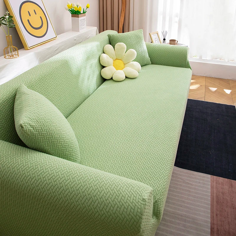 acquard Stretch Sofa Cover Protector (1–5 Seater & L-Shape) – Anti-Slip, Machine Washable