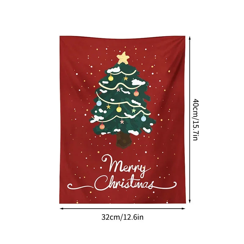 Christmas Wall Hanging Tapestry – Cute Cartoon Holiday Fabric Poster for Home Decoration