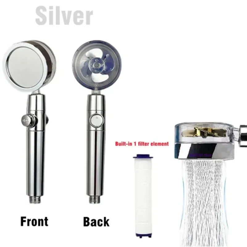 360° Turbo Fan High Pressure Shower Head with Filter – Multi-Mode Water Saving Handheld