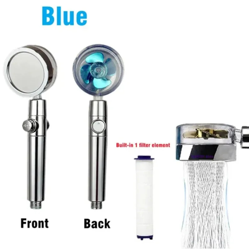 360° Turbo Fan High Pressure Shower Head with Filter – Multi-Mode Water Saving Handheld