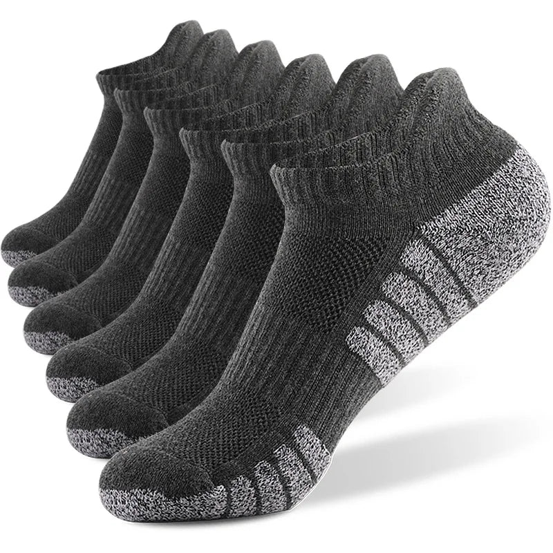 3-Pairs Thickened Non-Slip Breathable Running Socks – Mesh Low Cut Sports Socks for Men & Women