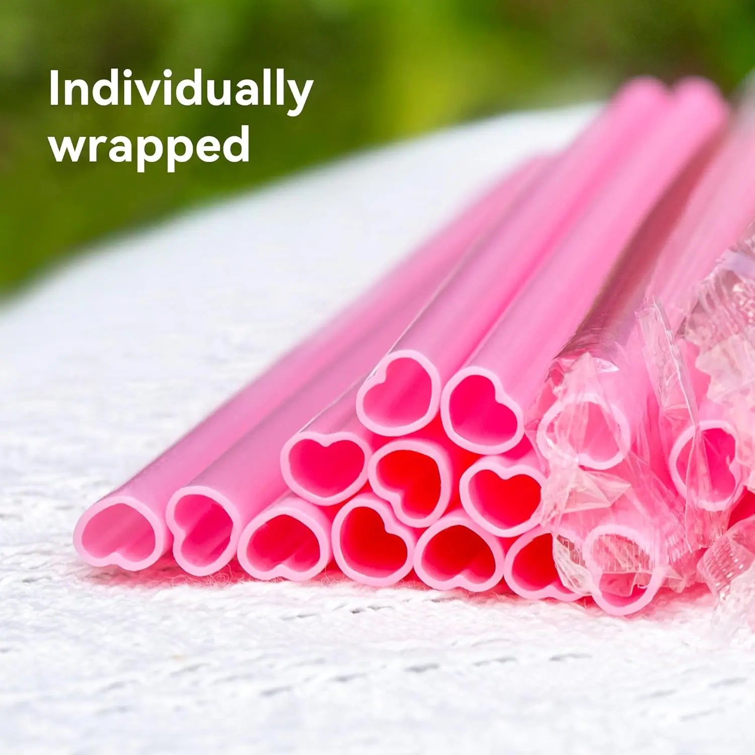 Heart-Shaped Pink Drinking Straws 100pcs – Individually Wrapped | Bridal Shower, Galentine’s Day, Birthday Party Decor