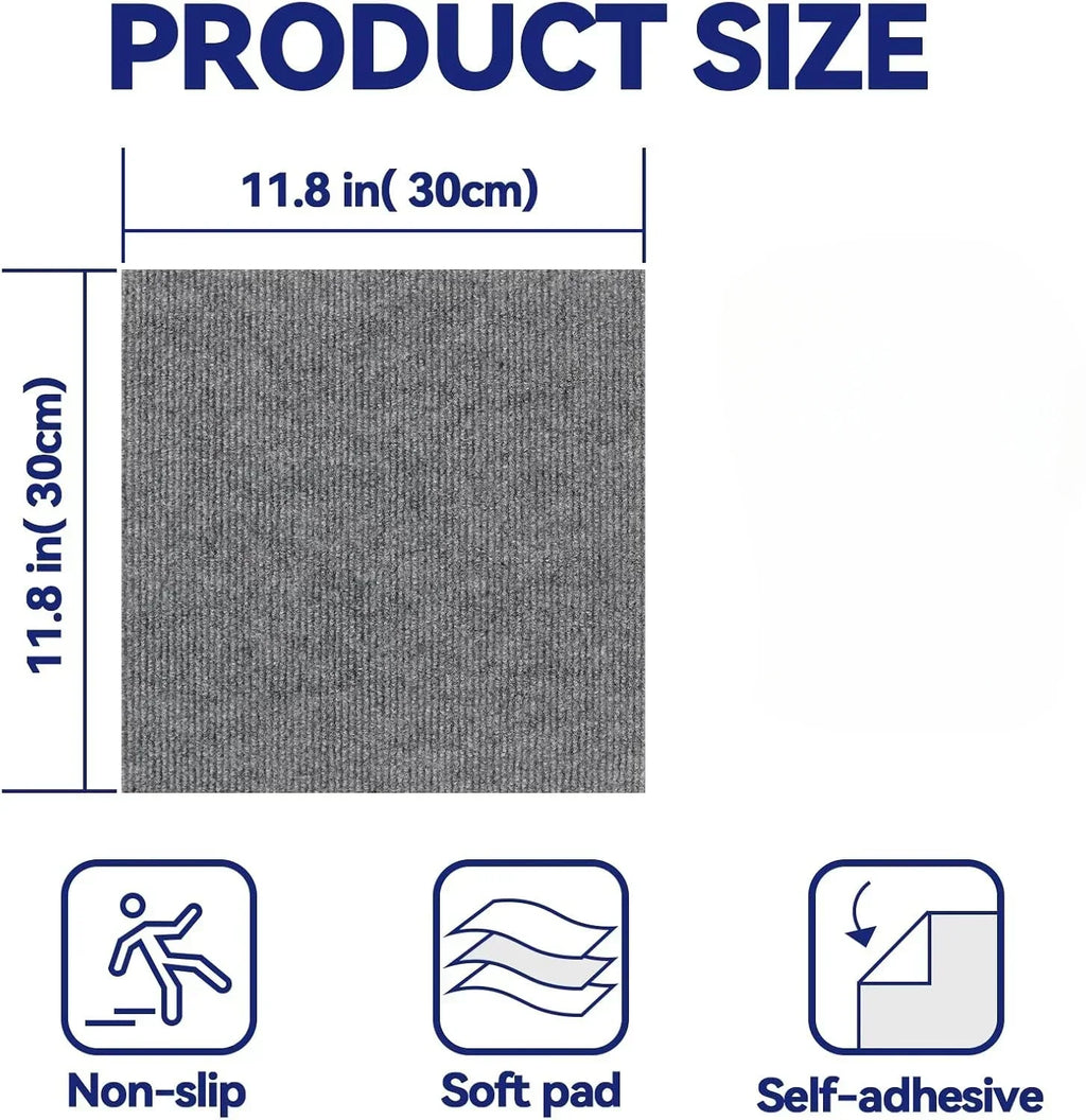 30x30cm Peel & Stick Carpet Tiles Non-Slip Self Adhesive Floor Mats (10–40 PCS)