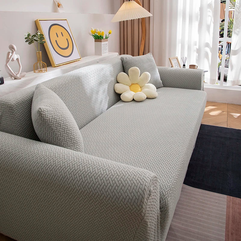 acquard Stretch Sofa Cover Protector (1–5 Seater & L-Shape) – Anti-Slip, Machine Washable