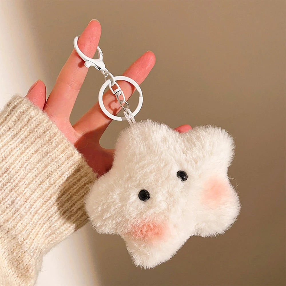 Korean Kawaii Plush Cloud Keychain – Cute White Mini Bag Accessory