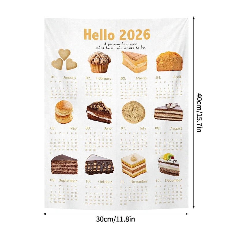 2026 Calender Wall Hanging Cloth Background Photo Props Calendar Tapestry