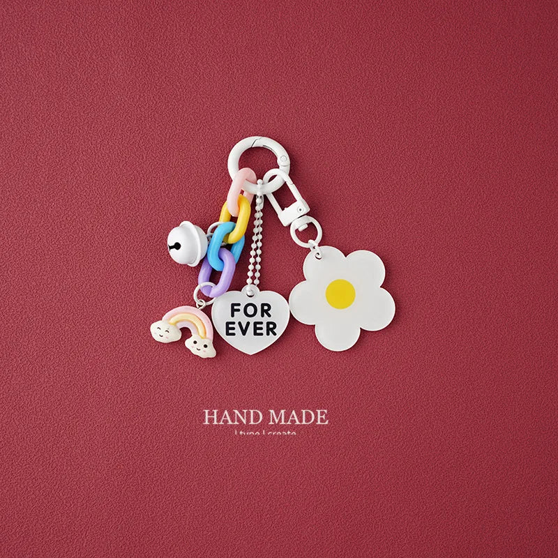 Candy Color Flower Heart Keychain – Cute Pendant Bag Accessory