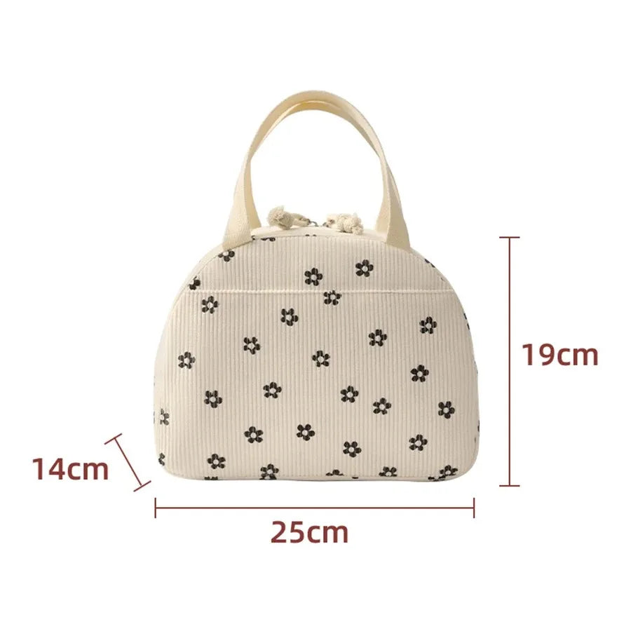 Corduroy Lunch Tote Bag – Cute Large Capacity Lunch Bag for Work, School & Picnic