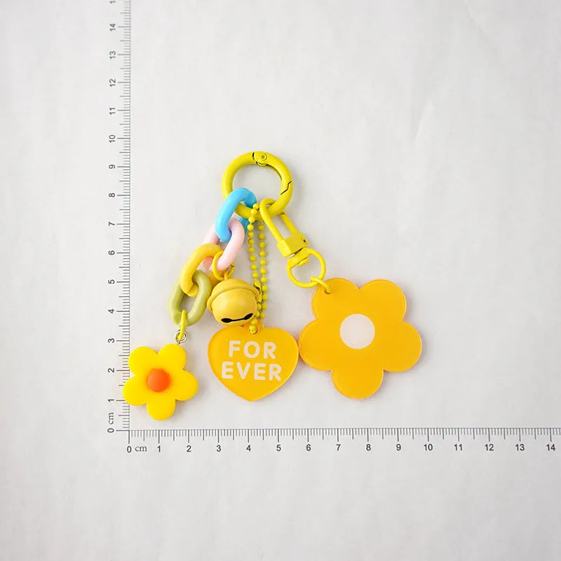 Candy Color Flower Heart Keychain – Cute Pendant Bag Accessory