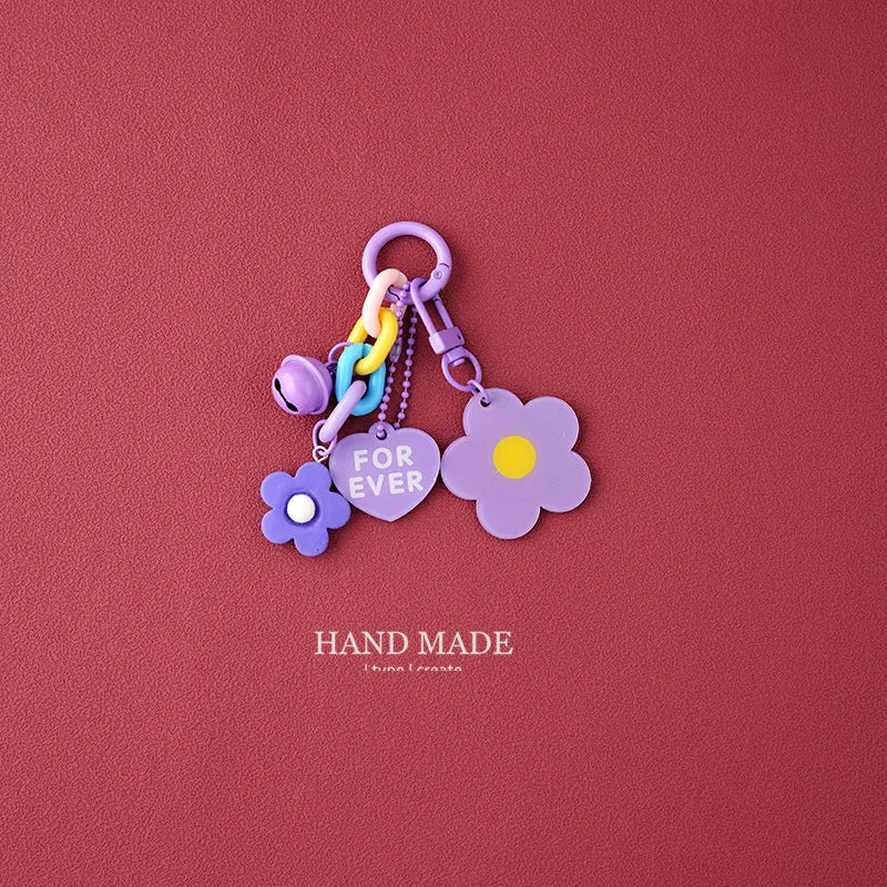 Candy Color Flower Heart Keychain – Cute Pendant Bag Accessory