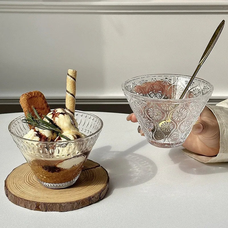 255ml Hand-Blown Glass Dessert Bowl – Transparent Ice Cream, Parfait & Cold Drink Cup