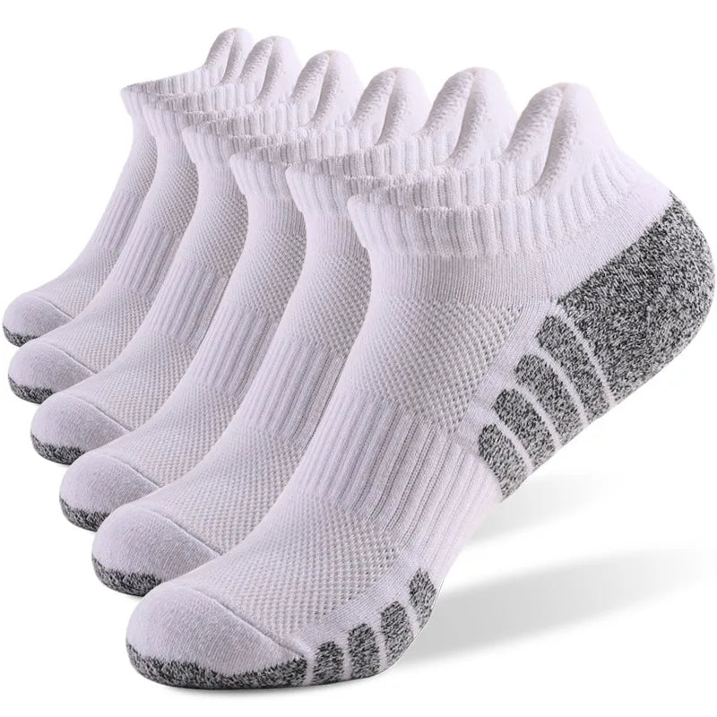 3-Pairs Thickened Non-Slip Breathable Running Socks – Mesh Low Cut Sports Socks for Men & Women