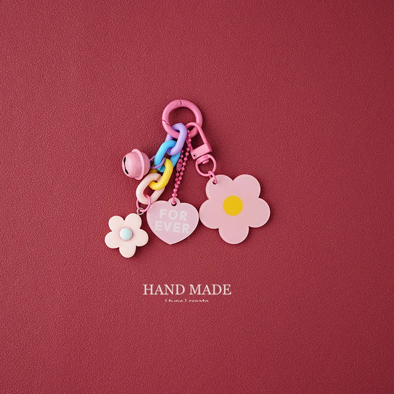 Candy Color Flower Heart Keychain – Cute Pendant Bag Accessory