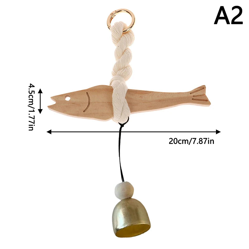 Handmade Wooden Fish Hanging Ornament – Natural Wall & Door Decoration for Home, Bedroom, Entryway & Car
