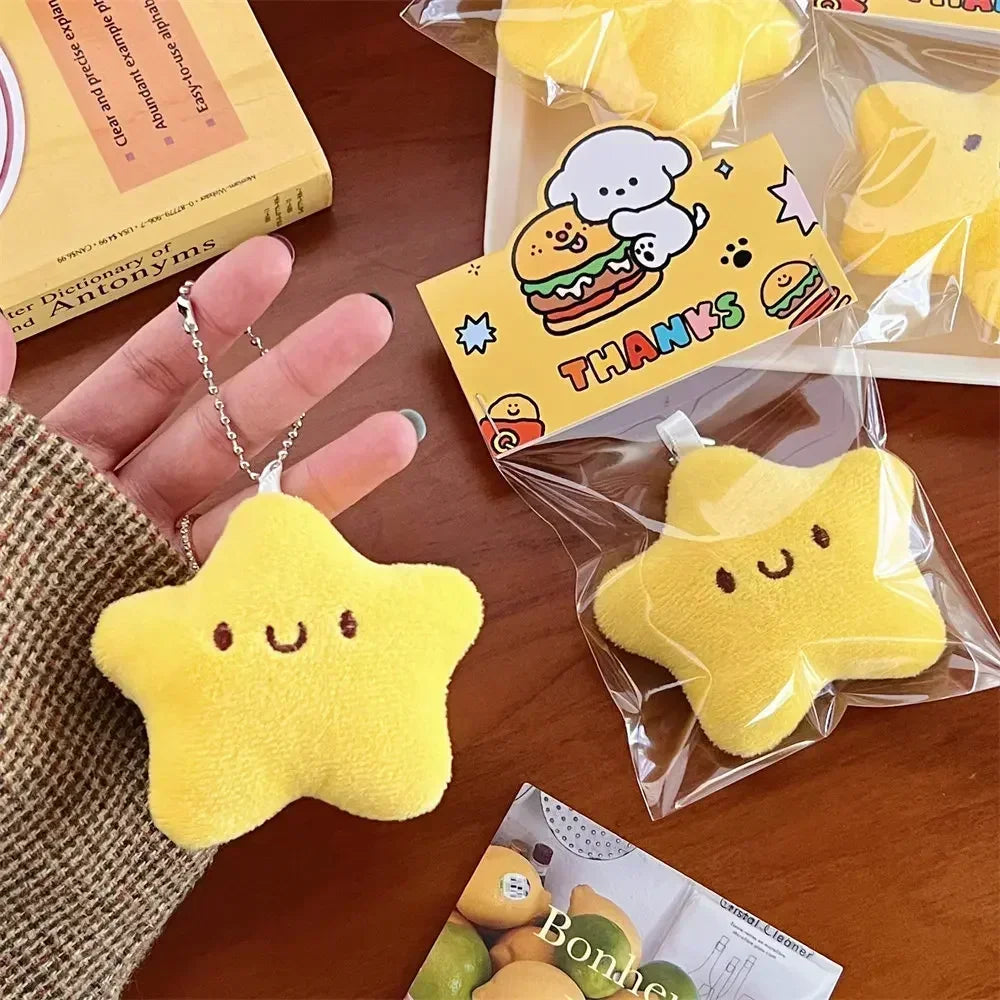 Cute Star Plush Keychain – Squeaky Yellow Mini Star Pendant