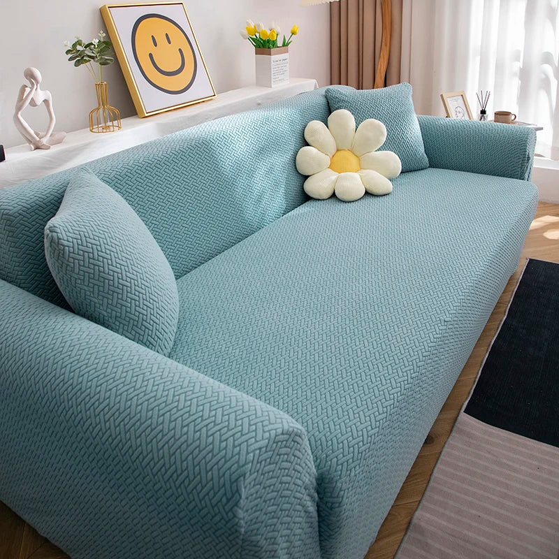 acquard Stretch Sofa Cover Protector (1–5 Seater & L-Shape) – Anti-Slip, Machine Washable