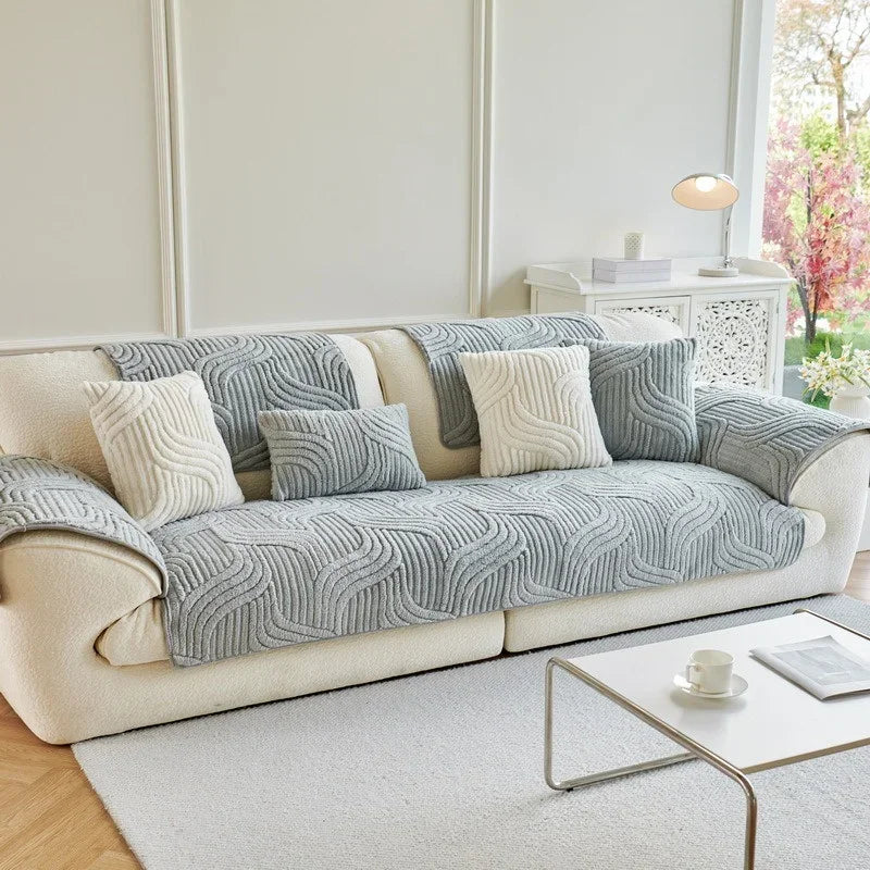 Thick Plush Non-Slip Sofa Mat Cover (1PC) – Modular Couch Protector, Machine Washable