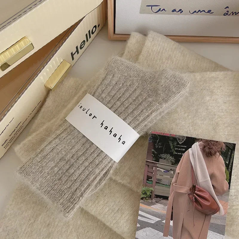 Cozy Mid-Tube Thermal Socks for Women – Solid Color Harajuku Style