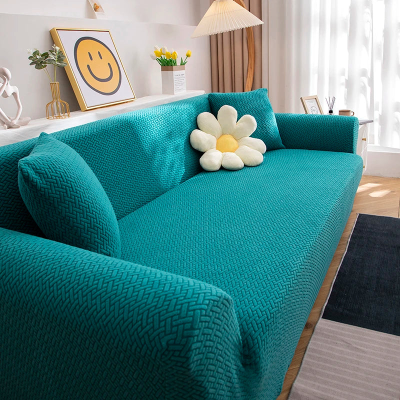 acquard Stretch Sofa Cover Protector (1–5 Seater & L-Shape) – Anti-Slip, Machine Washable