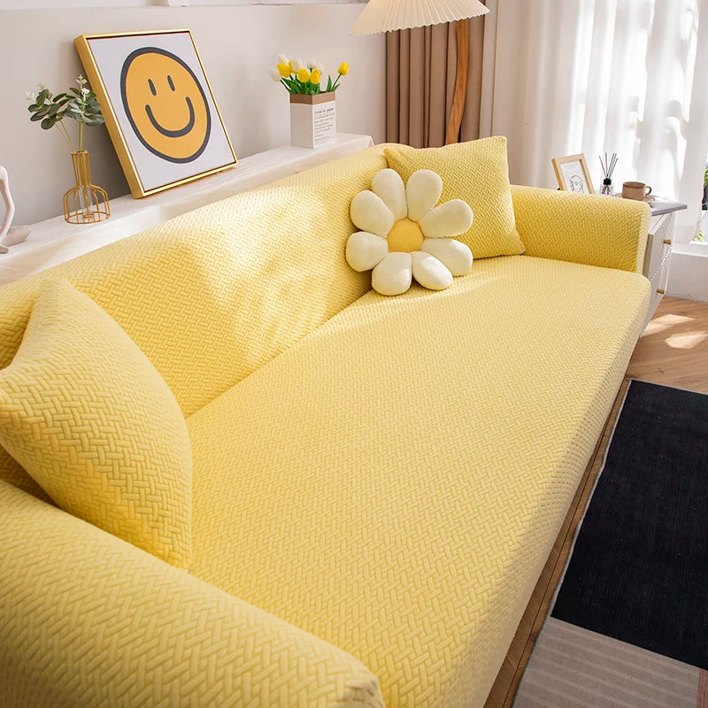 acquard Stretch Sofa Cover Protector (1–5 Seater & L-Shape) – Anti-Slip, Machine Washable