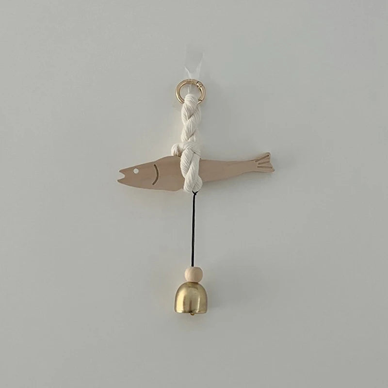 Handmade Wooden Fish Hanging Ornament – Natural Wall & Door Decoration for Home, Bedroom, Entryway & Car