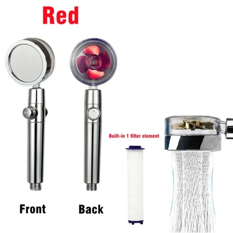 360° Turbo Fan High Pressure Shower Head with Filter – Multi-Mode Water Saving Handheld