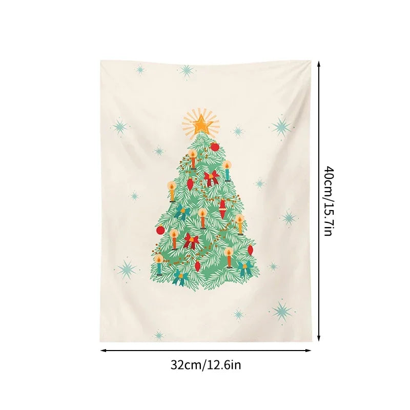 Christmas Wall Hanging Tapestry – Cute Cartoon Holiday Fabric Poster for Home Decoration