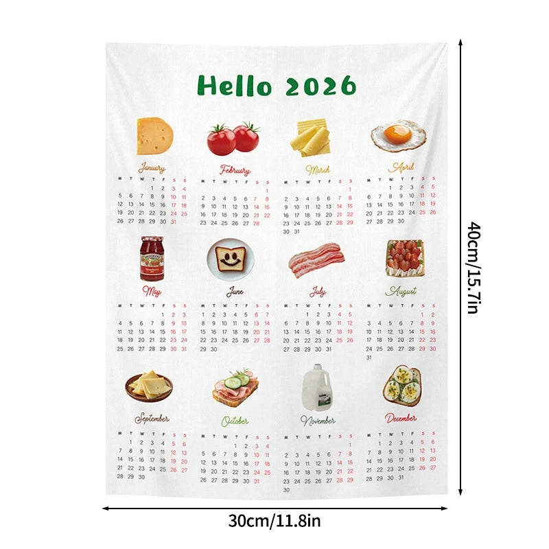 2026 Calender Wall Hanging Cloth Background Photo Props Calendar Tapestry