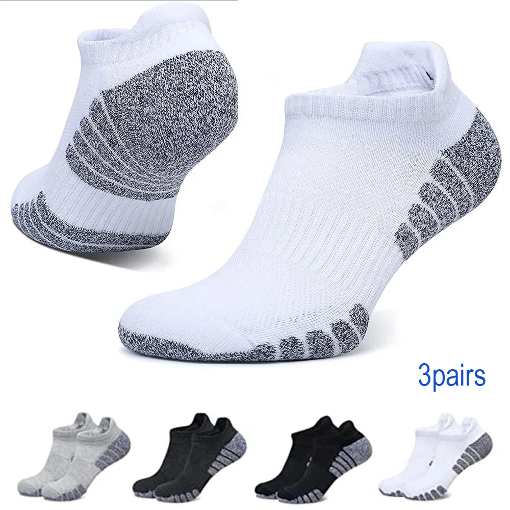 3-Pairs Thickened Non-Slip Breathable Running Socks – Mesh Low Cut Sports Socks for Men & Women