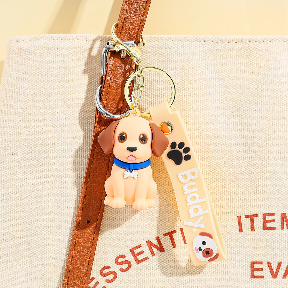 Cute Animal Dog Keychain – PVC Mini Puppy Bag Accessory