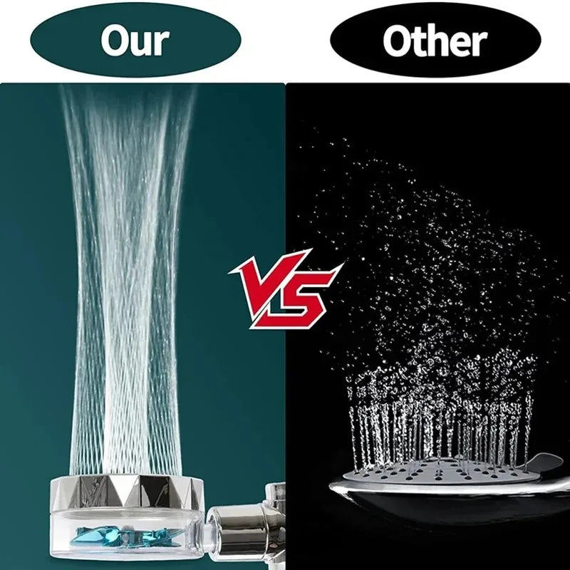 360° Turbo Fan High Pressure Shower Head with Filter – Multi-Mode Water Saving Handheld