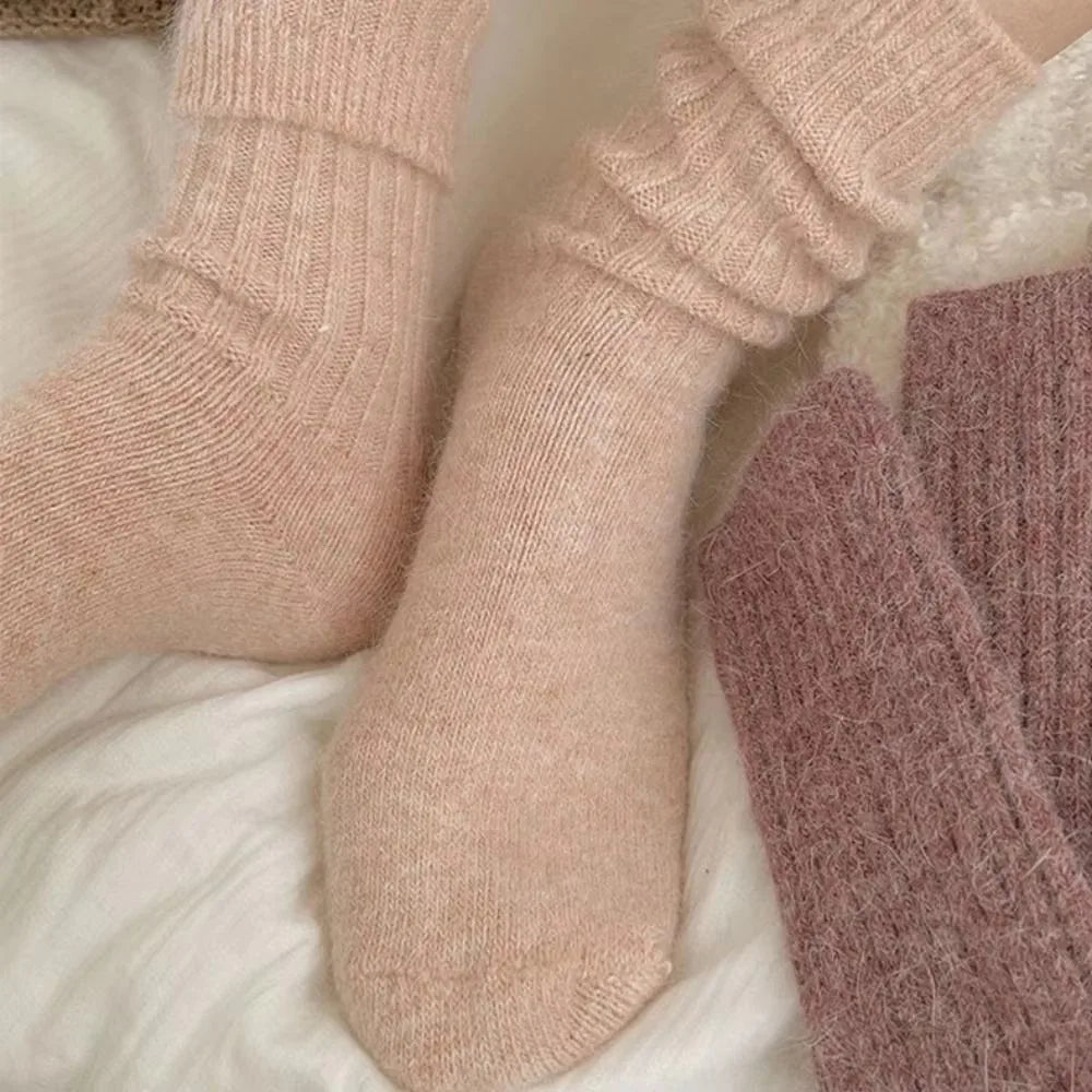 Cozy Mid-Tube Thermal Socks for Women – Solid Color Harajuku Style