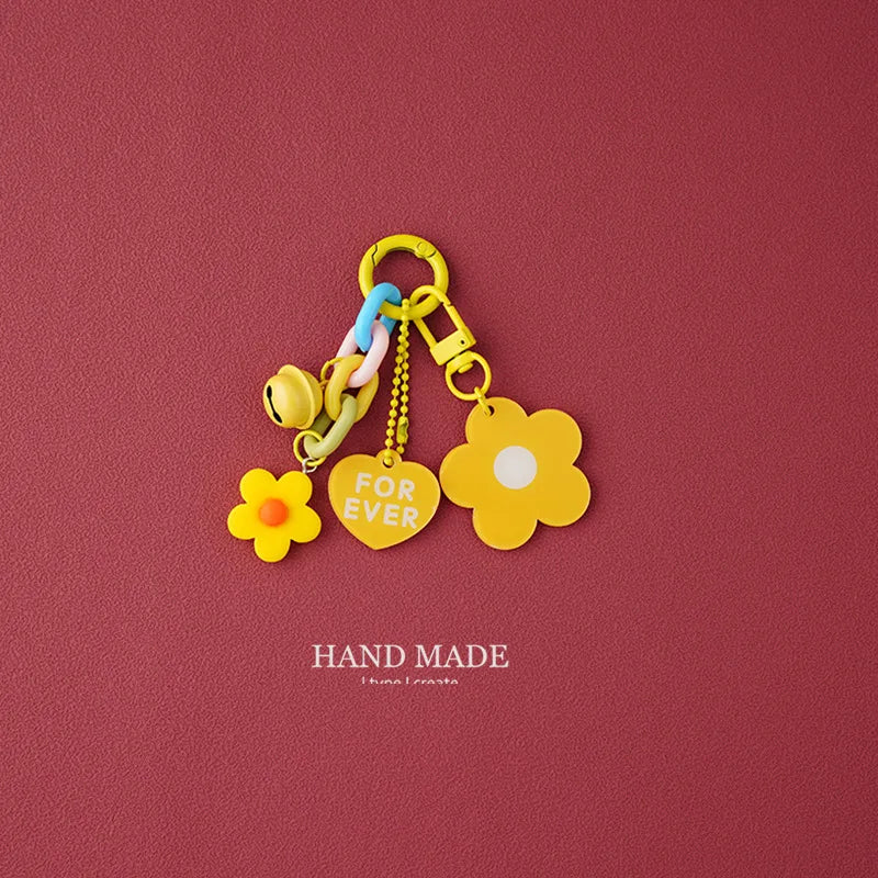 Candy Color Flower Heart Keychain – Cute Pendant Bag Accessory