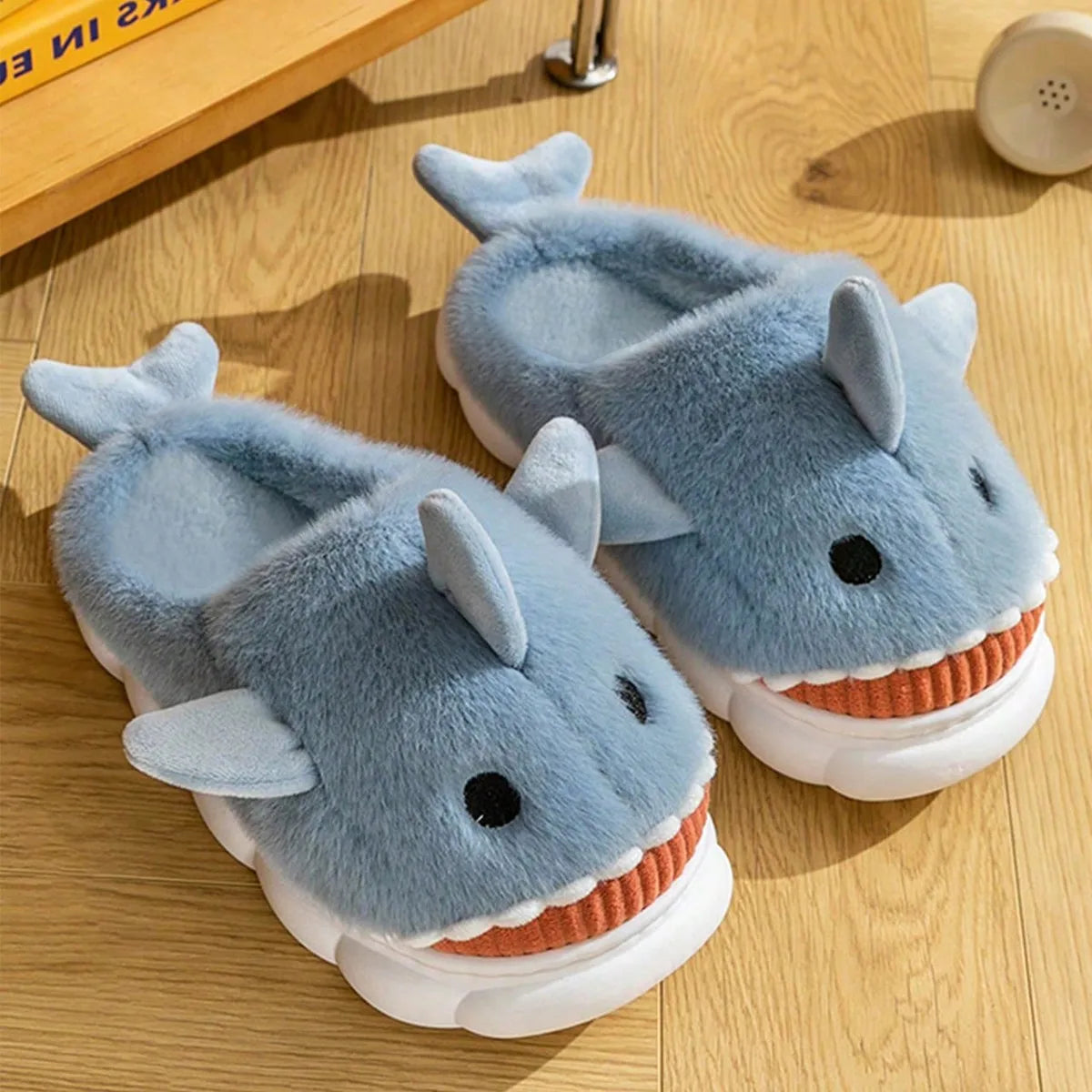 Cartoon Shark Plush Slippers for Women & Men | Cute Winter Warm Non-Slip Cozy Indoor House Shoes