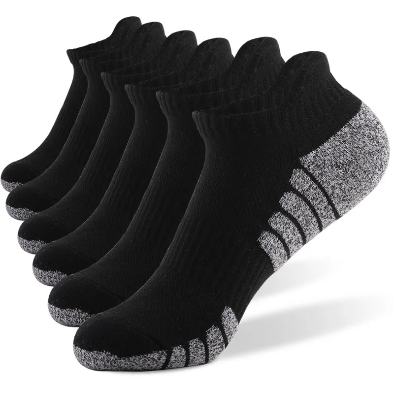 3-Pairs Thickened Non-Slip Breathable Running Socks – Mesh Low Cut Sports Socks for Men & Women