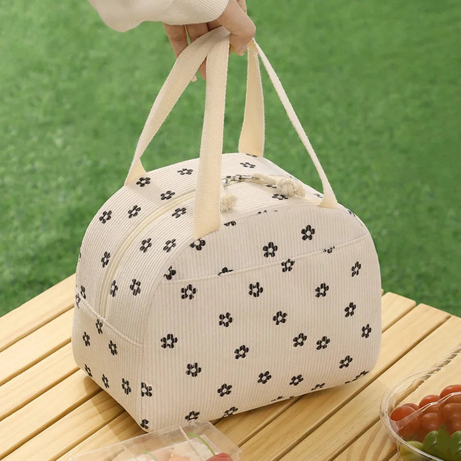 Corduroy Lunch Tote Bag – Cute Large Capacity Lunch Bag for Work, School & Picnic