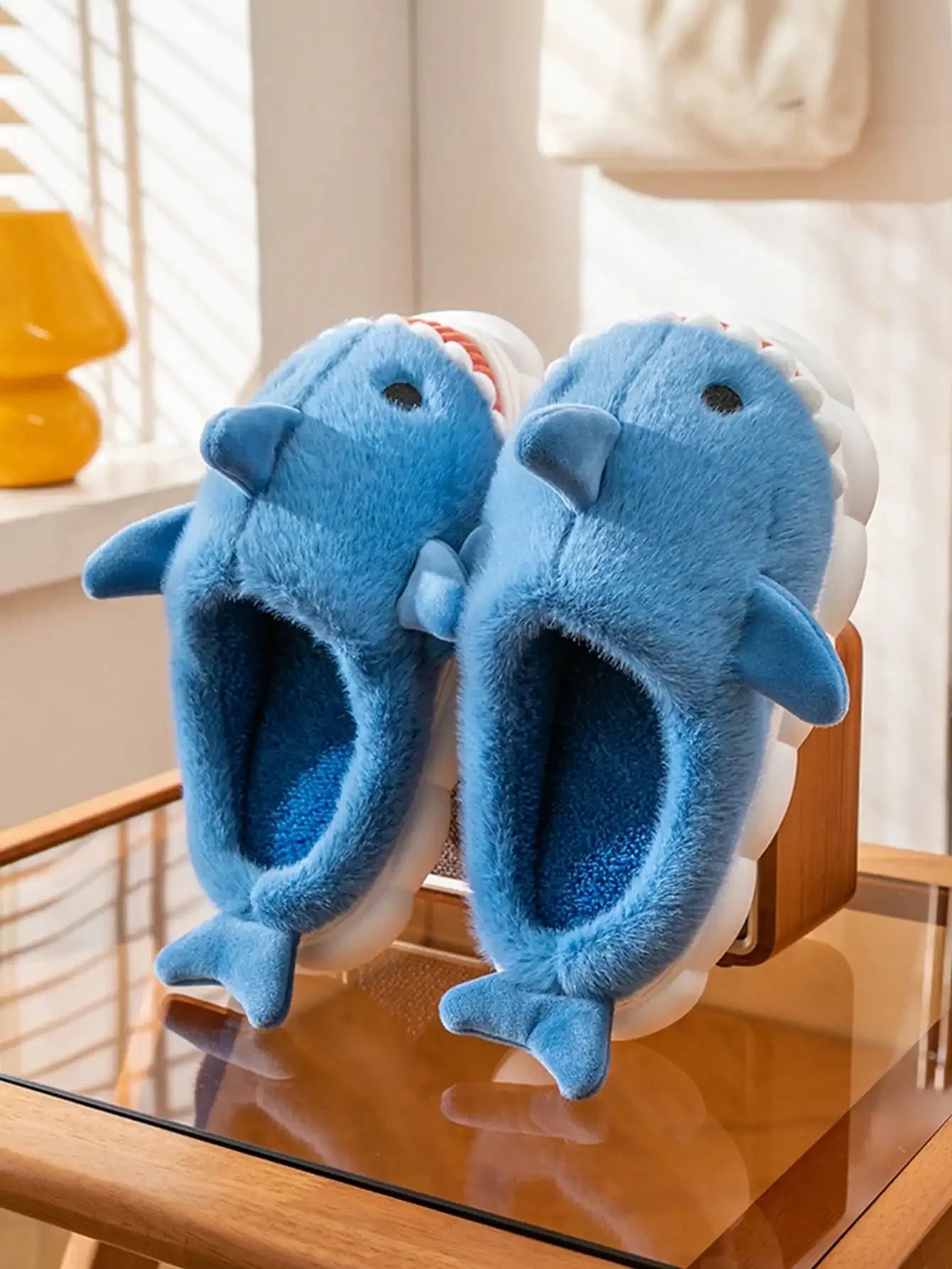 Cartoon Shark Plush Slippers for Women & Men | Cute Winter Warm Non-Slip Cozy Indoor House Shoes