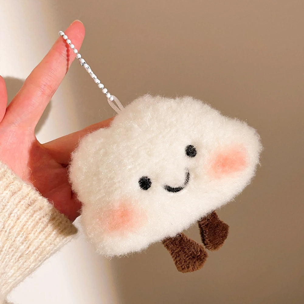 Korean Kawaii Plush Cloud Keychain – Cute White Mini Bag Accessory