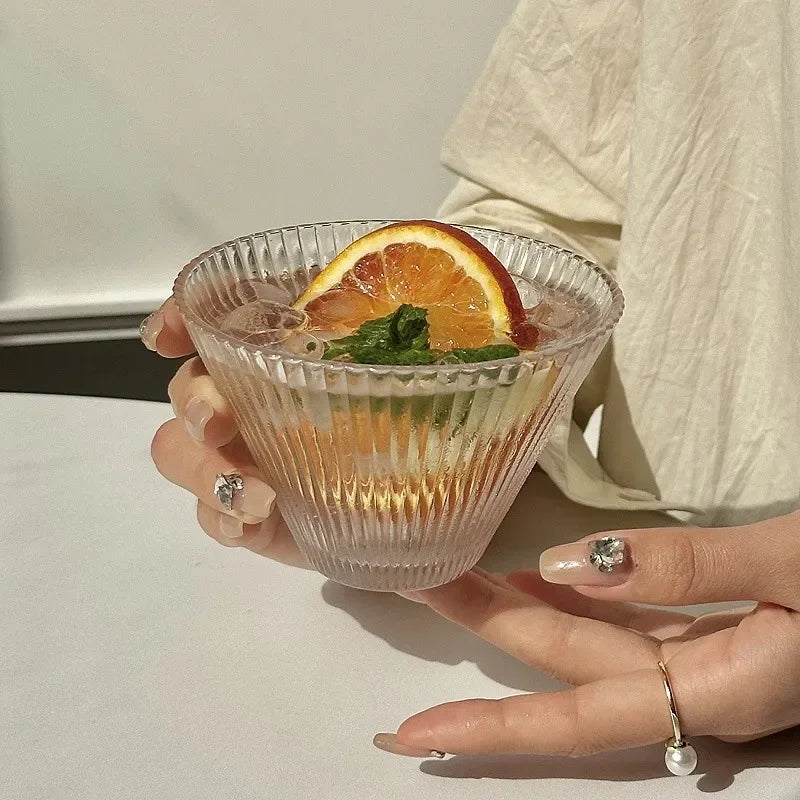 255ml Hand-Blown Glass Dessert Bowl – Transparent Ice Cream, Parfait & Cold Drink Cup