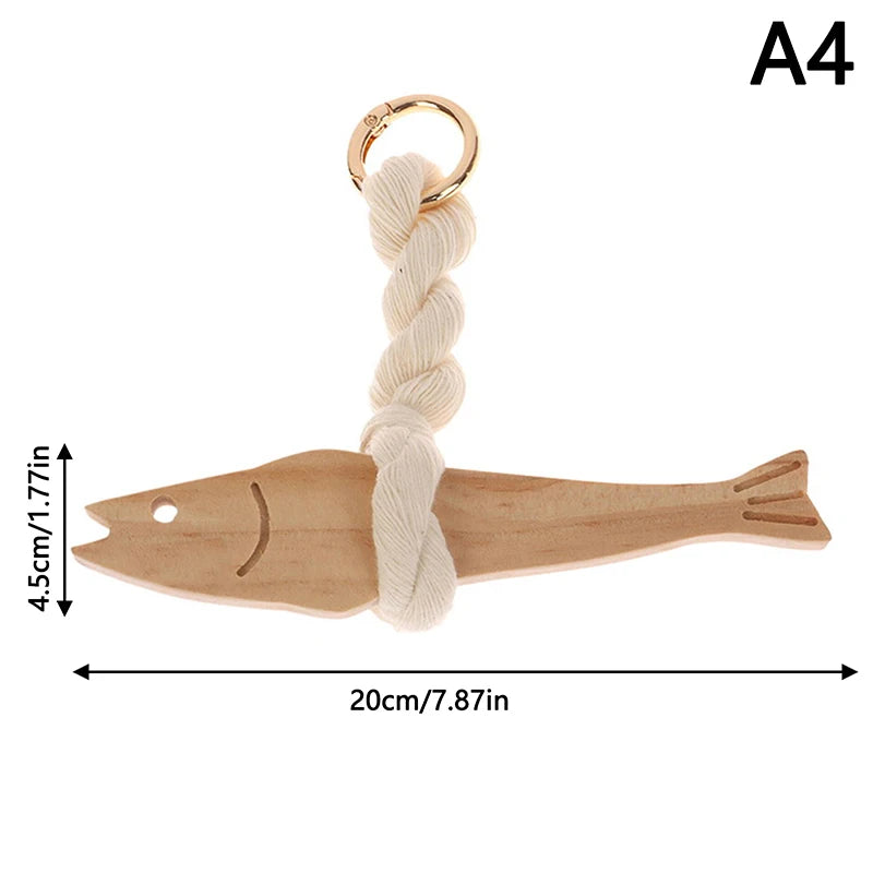 Handmade Wooden Fish Hanging Ornament – Natural Wall & Door Decoration for Home, Bedroom, Entryway & Car