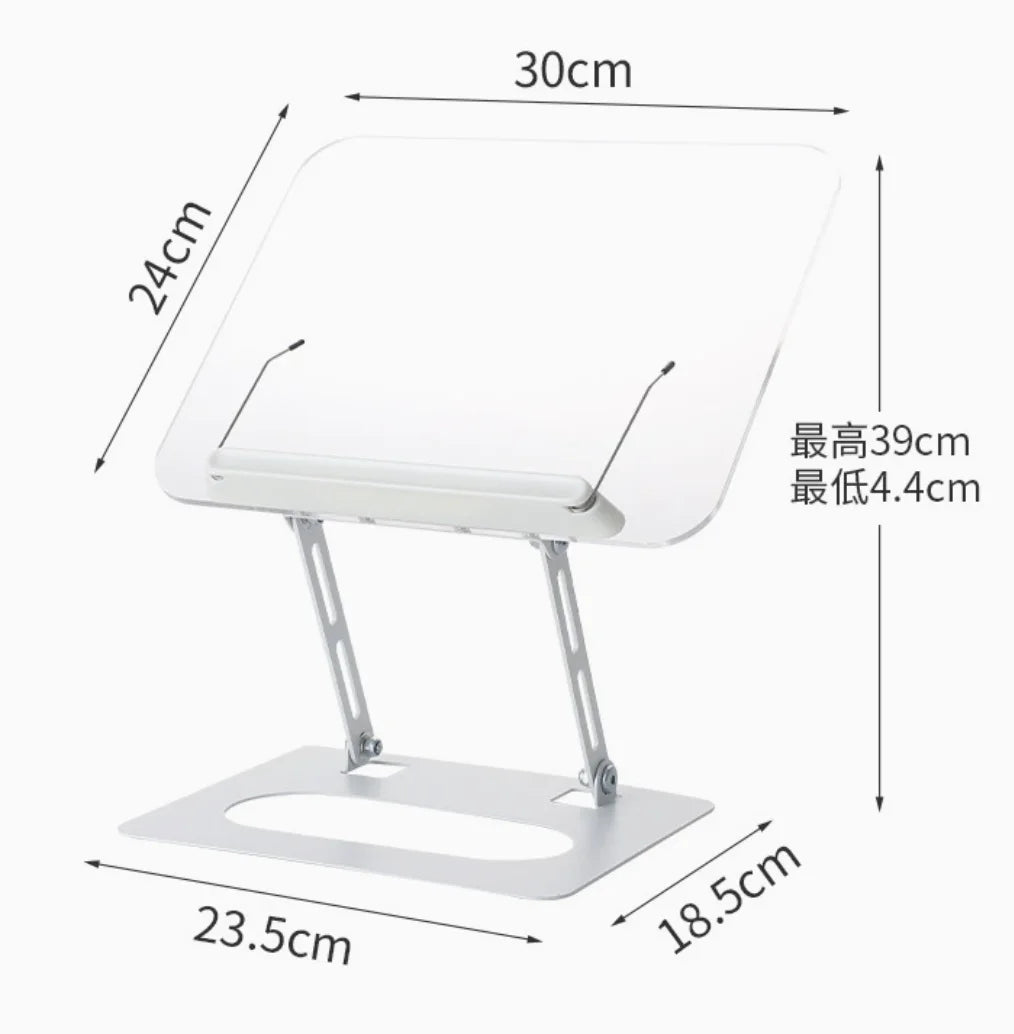 360° Rotating Adjustable Book Stand – Foldable Desktop Reading Stand with Elastic Page Clips