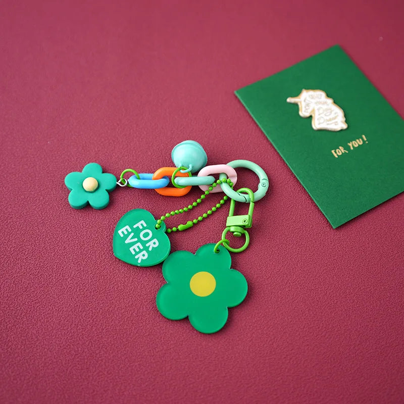 Candy Color Flower Heart Keychain – Cute Pendant Bag Accessory
