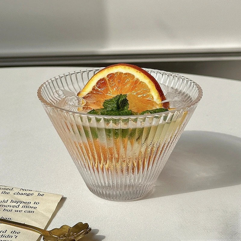 255ml Hand-Blown Glass Dessert Bowl – Transparent Ice Cream, Parfait & Cold Drink Cup