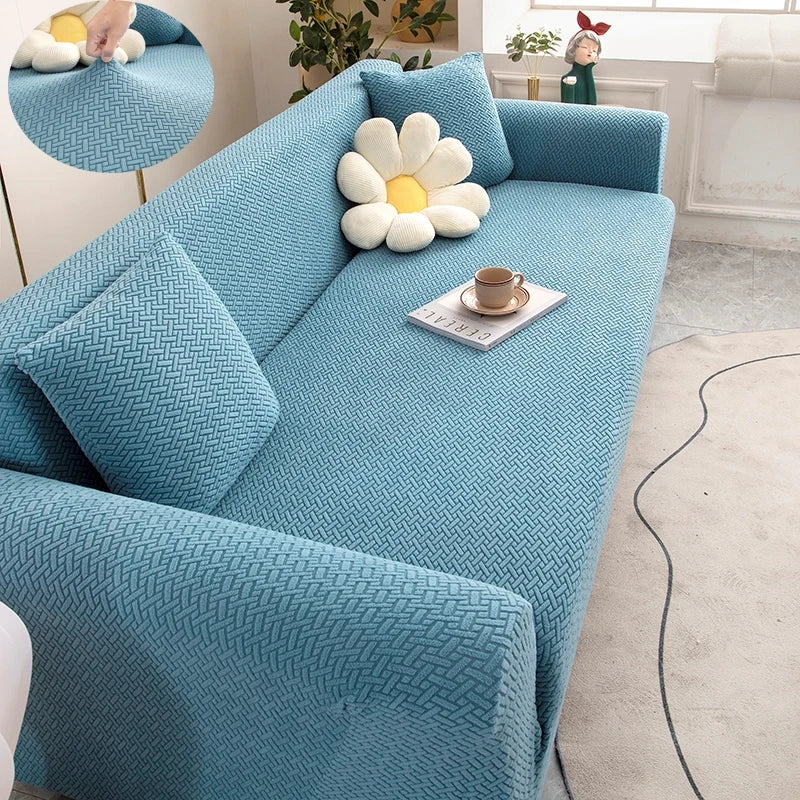 acquard Stretch Sofa Cover Protector (1–5 Seater & L-Shape) – Anti-Slip, Machine Washable